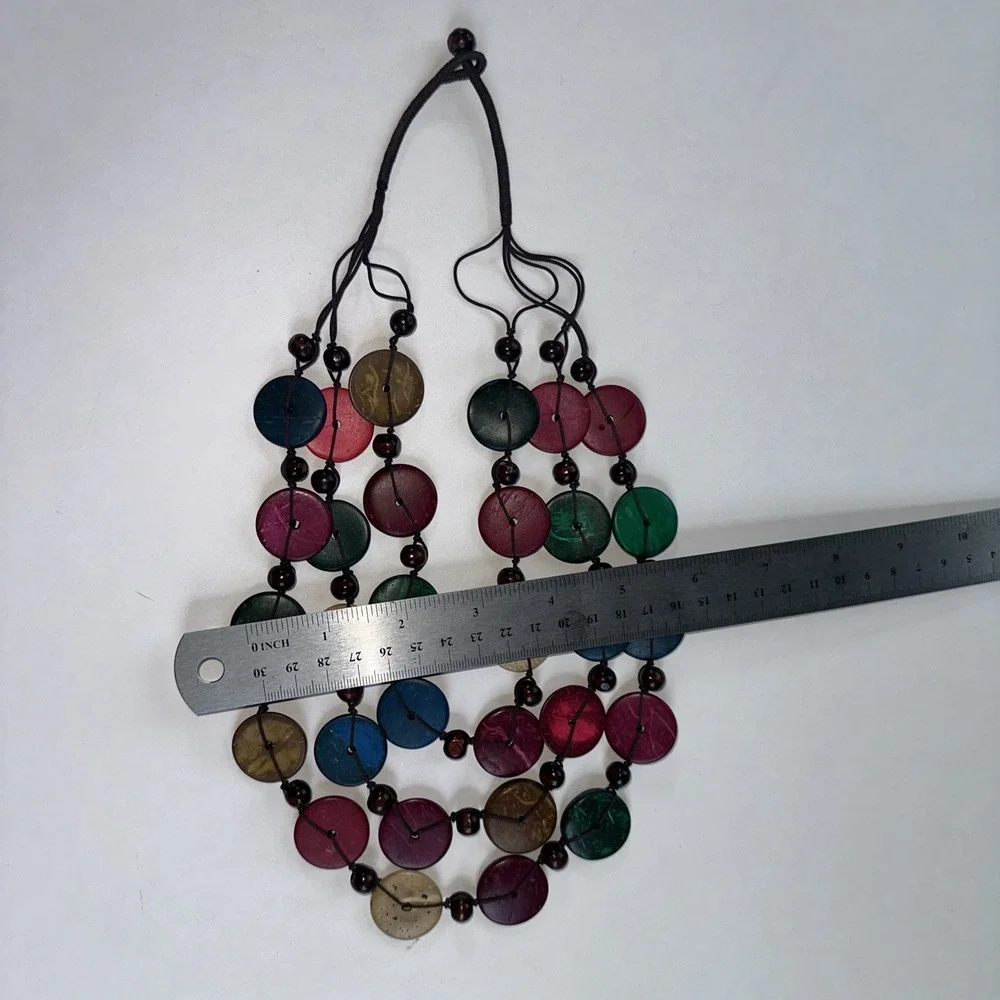 Wooden Bead Necklace Statement Boho Beaded Necklace
